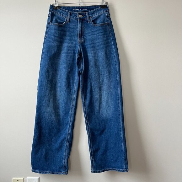 Old Navy High-Rise WOW Wide-Leg Jeans - Women’s 2 Medium Wash Casual Comfy Denim - Picture 1 of 8